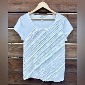 Orvis Women's Short Sleeve Ruffle Design Scoop Neck Relaxed Fit Top